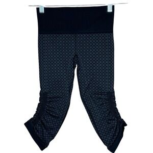 Lululemon In The Flow Crop II Black and Grey‎ Leggings Size 4 Stretchy Workout